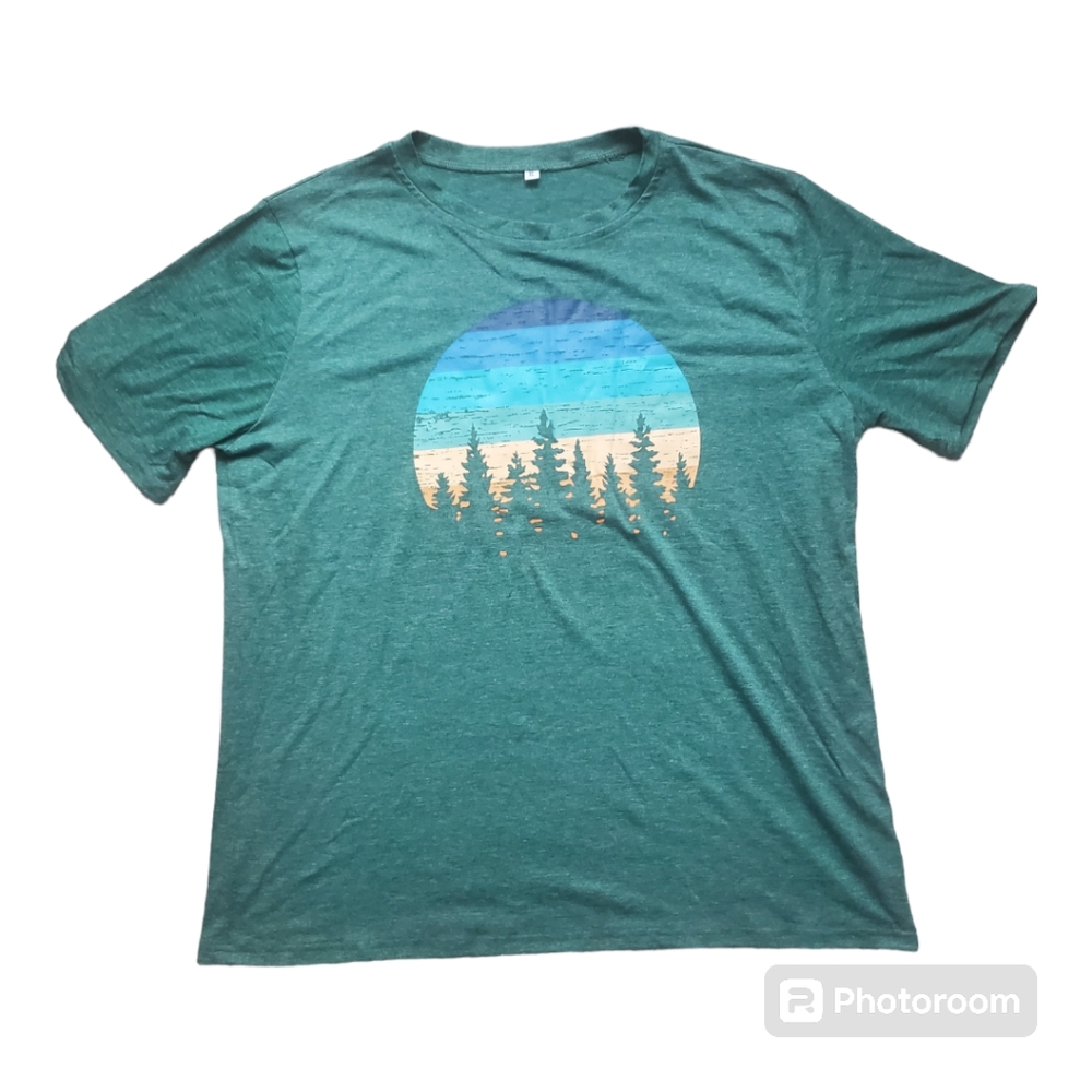 Forrest Sunset Green/Teal XL Retro Tshirt